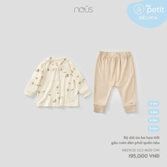 NOUS - Bộ dài áo be họa tiết gấu rước đèn phối quần nâu - SS25.T10A