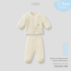 NOUS - Bộ dài cài thẳng màu be in tinker bell trang trí - SS25.T10A