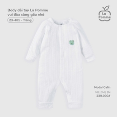 LP S40 - Body dài tay La Pomme vui đùa cùng gấu nhỏ - Trắng - Newborn - SS25.T10B