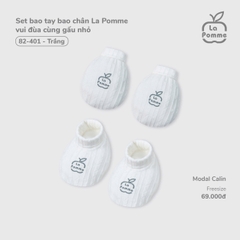 LP - Set bao tay bao chân La Pomme vui đùa cùng gấu nhỏ - Trắng - FS - SS25.T10B