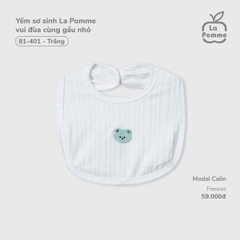 LP - Yếm sơ sinh La Pomme vui đùa cùng gấu nhỏ - Trắng - SS25.T10B