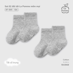 LP - Set 02 đôi tất La Pomme mềm mại - Ghi - SS25.T10B