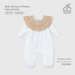 LP - Body dài tay La Pomme baby princess - Trắng be - 9-12M - SS25.T10B