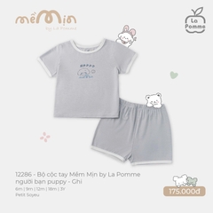 LP - Bộ cộc tay Mềm Mịn by La Pomme người bạn puppy - Ghi - 12-18M - SS25.T10B