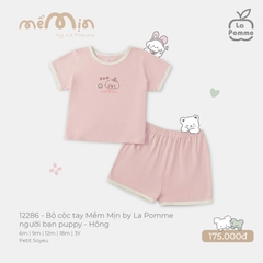 LP - Bộ cộc tay Mềm Mịn by La Pomme người bạn puppy - Hồng - 6-9M - SS25.T10B