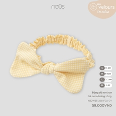 NOUS - Băng đô nơ chun kẻ caro trắng vàng - M - SS25.T10A