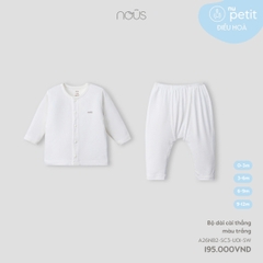 NOUS - Bộ dài cài thẳng màu trắng - 3-6M - SS25.T10A