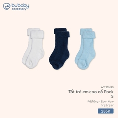 BU Z40 - Tất trẻ em cao cổ Kids - ACT2336P3 - Trắng + Blue + Navy - 5Y - SS25.T10C