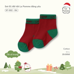 GỘP 02 đôi tất La Pomme đáng yêu - Đỏ - L - SS25.XMAS