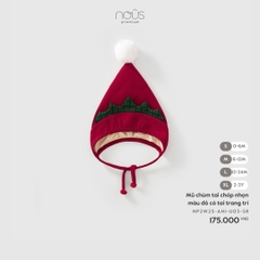 NOUS S10 - Mũ chùm tai chóp nhọn màu đỏ có tai trang trí - M - SS25.XMAS