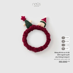 NOUS S10 - Băng đô kẻ ca rô đỏ đính người tuyết cây thông trang trí - S - SS25.XMAS