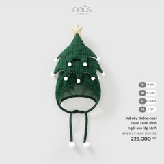 NOUS S10 - Mũ cây thông noel ca rô xanh đính ngôi sao lấp lánh - M - SS25.XMAS