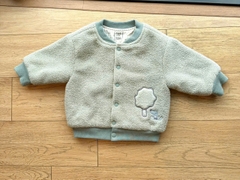 NOUS - Áo khoác lông cài thẳng màu xanh lá thêu trang trí - SS25.T11A