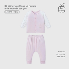LP - Bộ dài tay cúc thẳng La Pomme mềm mịn đón con yêu - Hồng - SS25.T11B