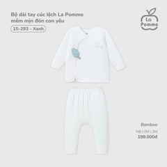 LP - Bộ dài tay cúc lệch La Pomme mềm mịn đón con yêu - Xanh - 3-6M - SS25.T11B