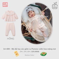 LP S10 - Bộ dài tay cúc giữa La Pomme vườn hoa mộng mơ - Hồng - 6-9M - SS25.TET