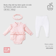 LP - Body chip dài tay kèm quần và mấn La Pomme vườn xuân của mẹ - Hồng - 0-3M - SS25.TET