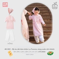LP S10 - Bộ áo dài kèm khăn La Pomme nàng xuân nhí nhảnh - Hồng - 3-4Y - SS25.TET