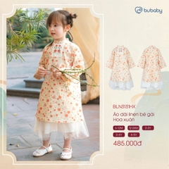 BU - Áo dài linen bé gái Hoa xuân BLN3131HX - Kem hoa cam - 2-3Y - SS25.TET