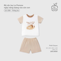 LP - Bộ cộc tay La Pomme ngày năng lượng của cún con - Trắng Be - 2-3Y - SS26.T1A