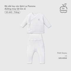 LP - Bộ dài tay cúc lệch La Pomme đường may lật êm ái - Trắng - Newborn - SS26.T1A
