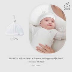 LP - Mũ sơ sinh La Pomme đường may lật êm ái - Trắng - FS - SS26.T1A