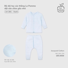 LP - Bộ dài tay cúc thẳng La Pomme dệt vân chìm gấu nhỏ - Xanh - Newborn - SS26.T1A