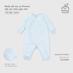 LP - Body dài tay La Pomme dệt vân chìm gấu nhỏ - Xanh - 3-6M - SS26.T1A