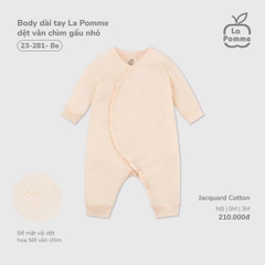 LP S40 - Body dài tay La Pomme dệt vân chìm gấu nhỏ - Be - 3-6M - SS26.T1A