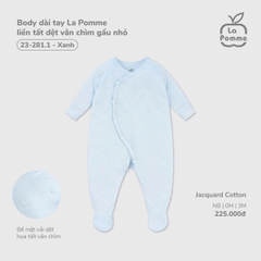 LP - Body dài tay La Pomme liền tất dệt vân chìm gấu nhỏ - Xanh - 3-6M - SS26.T1A