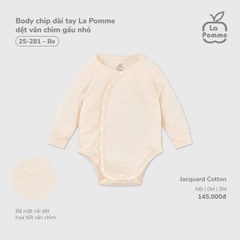 LP - Body chip dài tay La Pomme dệt vân chìm gấu nhỏ - Be - Newborn - SS26.T1A