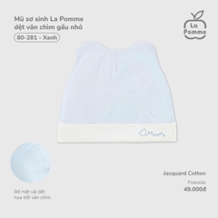 LP - Mũ sơ sinh La Pomme dệt vân chìm gấu nhỏ - Xanh - FS - SS26.T1A