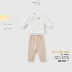 NOUS - Bộ dài tay áo trắng quần nâu - 2-3Y - SS26.T1A