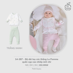 LP - Bộ dài tay cúc thẳng La Pomme quần cạp cao nhiếp ảnh nhí - Trắng xanh - Newborn - SS26.T2C