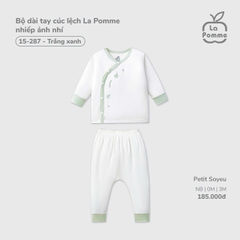 LP - Bộ dài tay cúc lệch La Pomme nhiếp ảnh nhí - Trắng xanh - Newborn - SS26.T2C