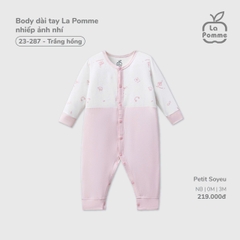 LP - Body dài tay La Pomme nhiếp ảnh nhí - Trắng hồng - 3-6M - SS26.T2C