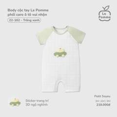 LP - Body cộc tay La Pomme phối caro ô tô vui nhộn - Trắng Xanh - 9-12M - SS26.T2C