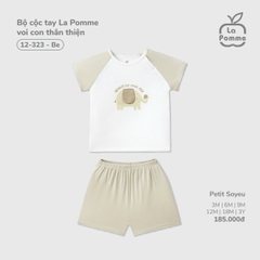 LP - Bộ cộc tay La Pomme voi con thân thiện - Be - 18-24M - SS26.T2C