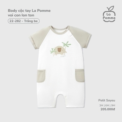 LP - Body cộc tay La Pomme voi con lon ton - Trắng Be - 6-9M - SS26.T2C
