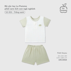 LP - Bộ cộc tay La Pomme phối caro ếch con ngộ nghĩnh - Trắng xanh - 9-12M - SS26.T2C
