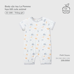LP - Body cộc tay La Pomme họa tiết cute animal - Trắng Ghi - 12-18M - SS26.T2C