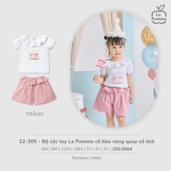 LP - Bộ cộc tay La Pomme cổ bèo vòng quay cổ tích - Trắng - 6-9M - SS26.T2C