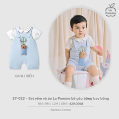 LP - Set yếm và áo La Pomme bé gấu bông bay bổng - Xanh biển - 12-18M - SS26.T2C