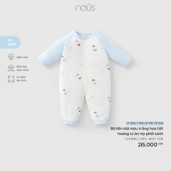 NOUS - Bộ liền dài màu trắng họa tiết hoàng tử ăn mỳ phối xanh - 6-9M - SS26.T3A