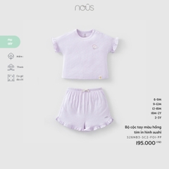 NOUS - Bộ cộc tay màu hồng tím in hình sushi - 6-9M - SS26.T3A