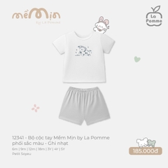 LP - Bộ cộc tay Mềm Mịn by La Pomme phối sắc màu - Ghi nhạt - 6-9M - SS26.T3A