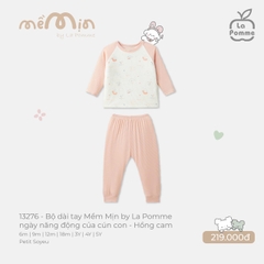 LP S40 - Bộ dài tay Mềm Mịn by La Pomme ngày năng động của cún con - Hồng cam - 6-9M - SS26.T3A