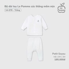 LP - Bộ dài tay La Pomme cúc thẳng mềm mịn - Trắng - 0-3M - SS26.GM