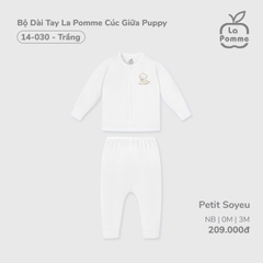 LP - Bộ Dài Tay La Pomme Cúc Giữa Puppy - Trắng Puppy - 3-6M - SS26.GM
