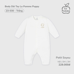 LP - Body Dài Tay La Pomme Puppy - Trắng Puppy - 0-3M - SS26.GM